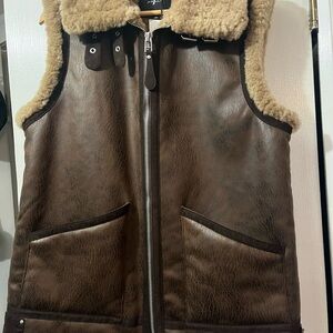 7 FOR ALL MANKIND FAUX TAN SHEARLING VEST